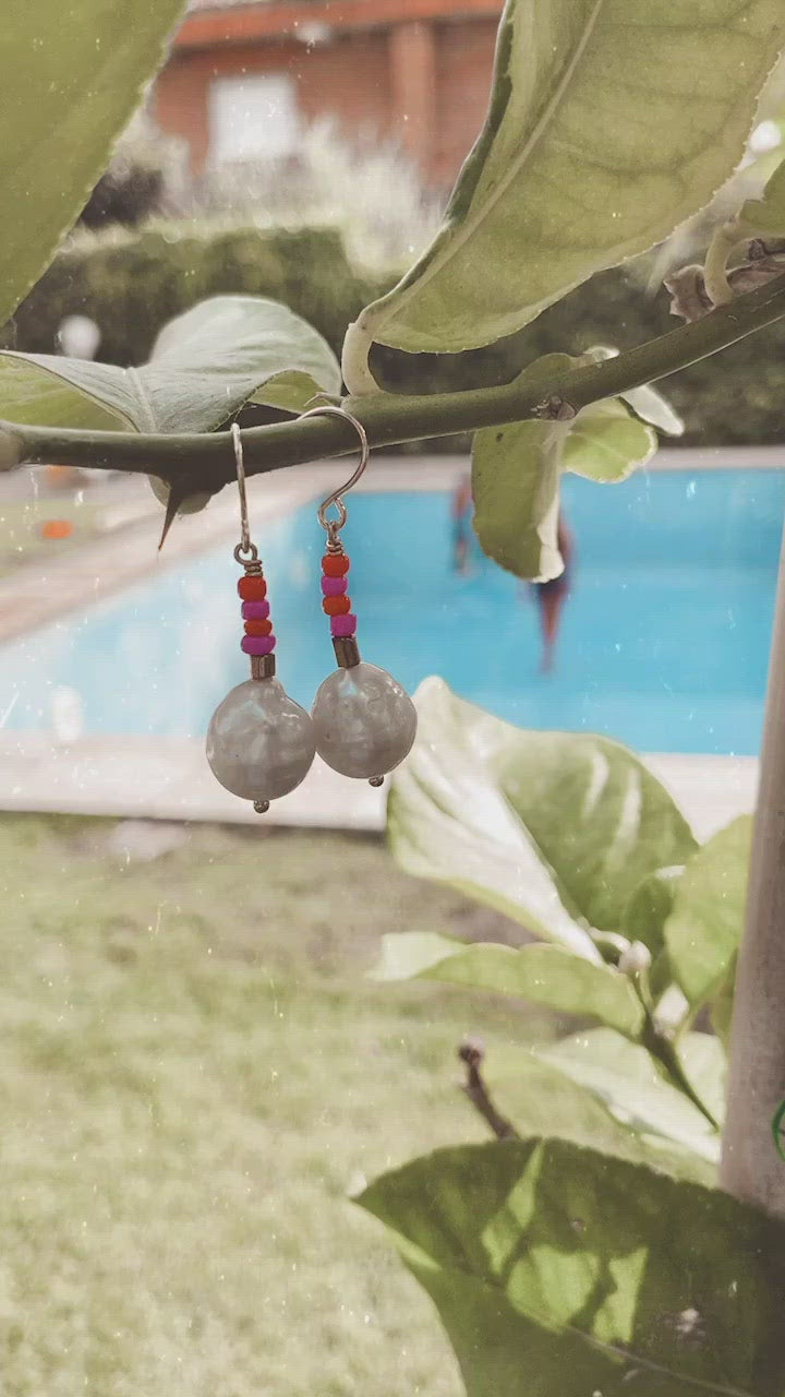 PENDIENTES PEARL BEADS FUCSIA
